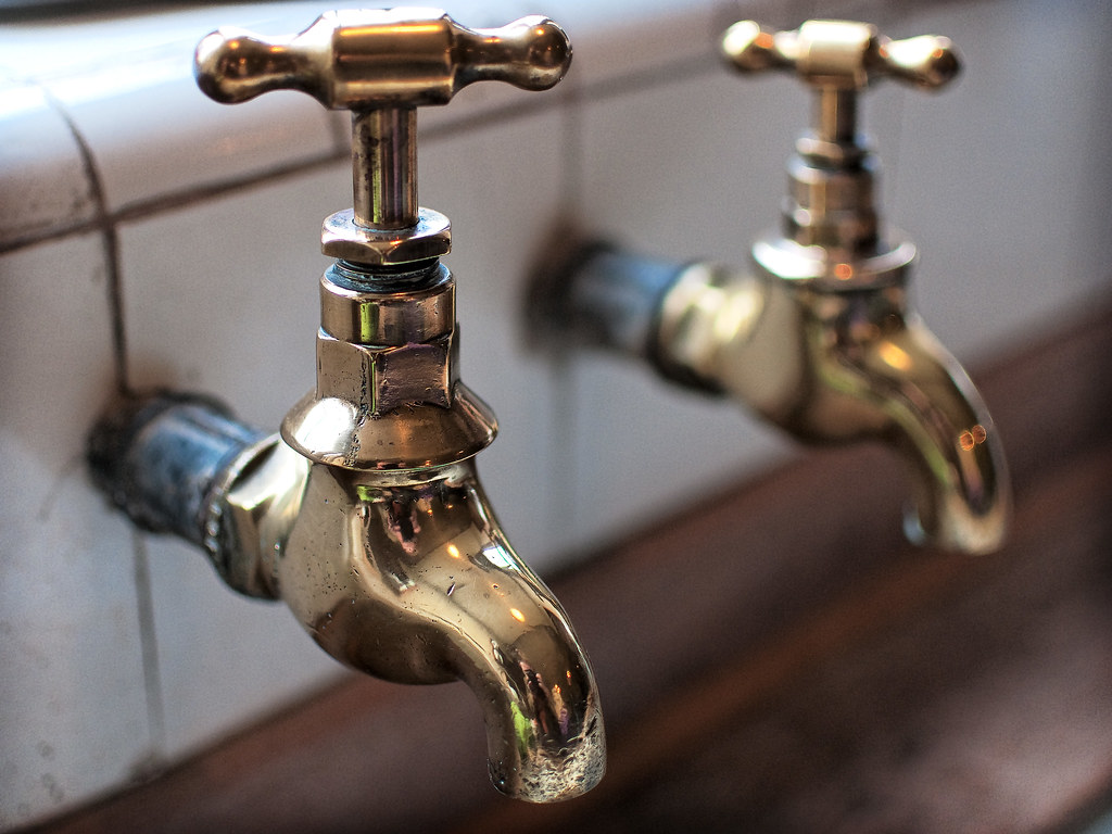 Polished brass faucets